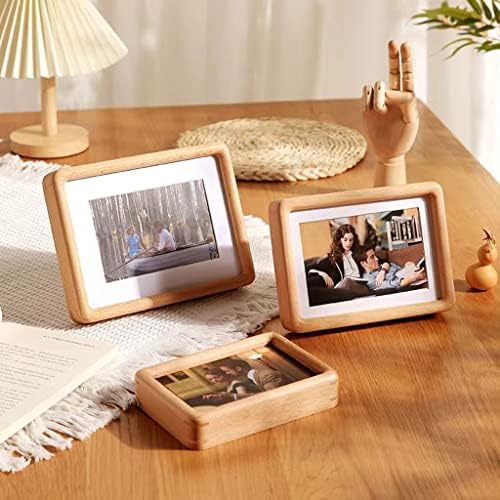 STBTOO Real Wooden Round Corner Photo Frame Swing Table 28inch15x20cm