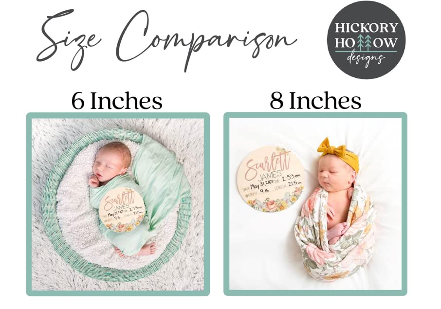 Hickory Hollow Designs Birth Stat Sign Personalized for Newborn Baby