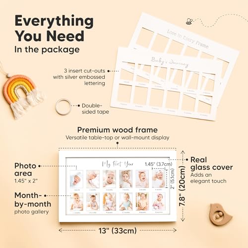 KeaBabies 12 Months Baby Photo Frame and Memory Book