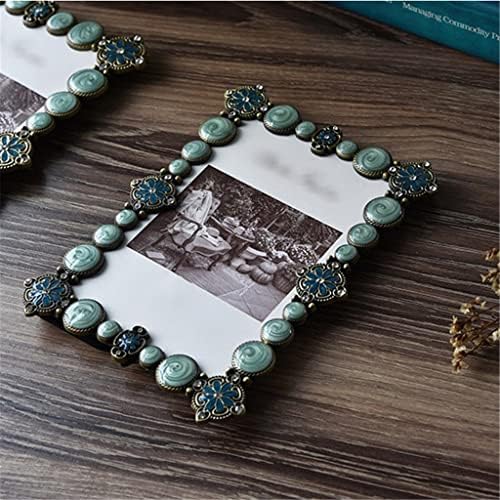 Vintage Metal Photo Frame with Diamonds and Velvet Back