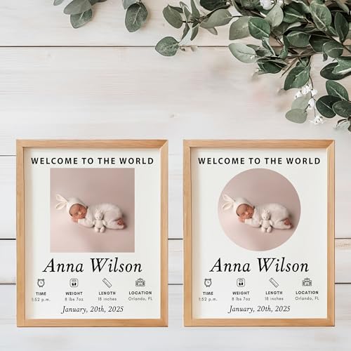 EmbroGlow Personalized Baby Frame with Birth Stats