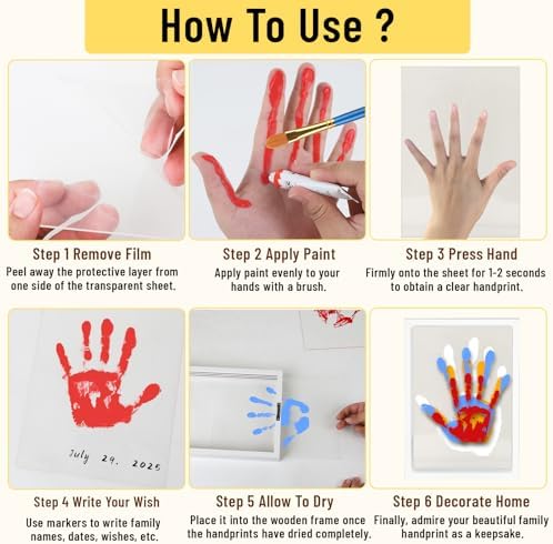 Family Handprint Kit - 6 Colors DIY Keepsake Frame for Newborns Toddlers 1