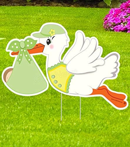Cute News Gender Neutral Stork Announcement Sign