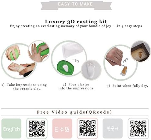 LOVE MOMS PRESENT Baby Hand Footprint Casting Kit with Brown Frame