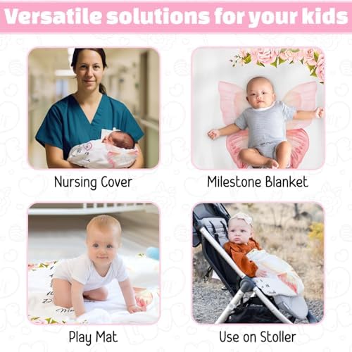 Nestworthy Milestone Blanket - 60x40 Soft Fleece for Baby Girl