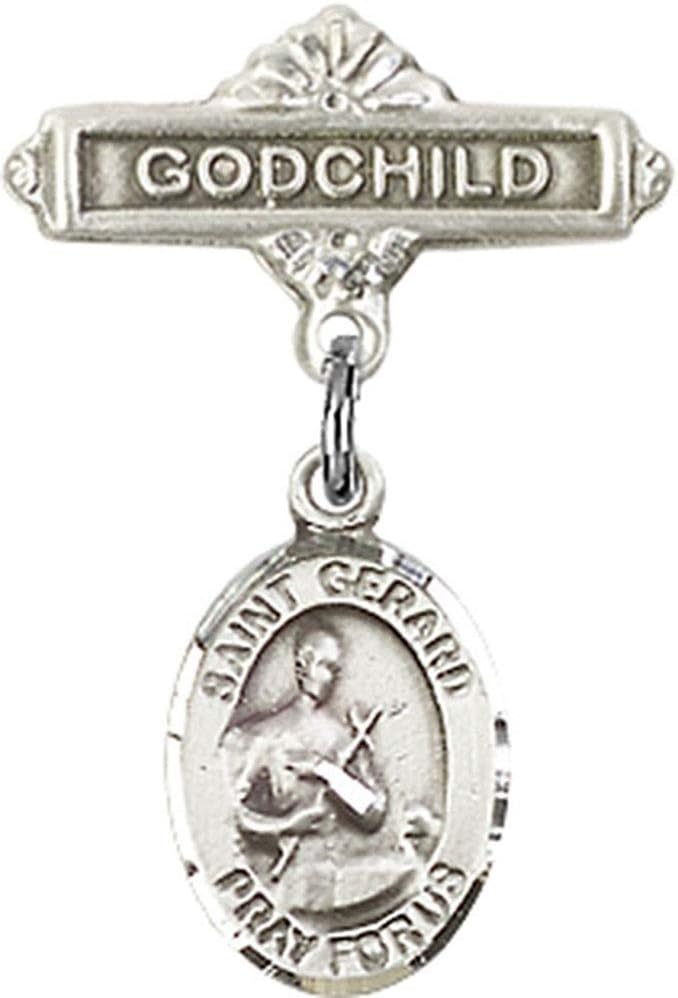 Religious Obsession Baby Badge with St Gerard Charm and Godchild Pin - Made in USA