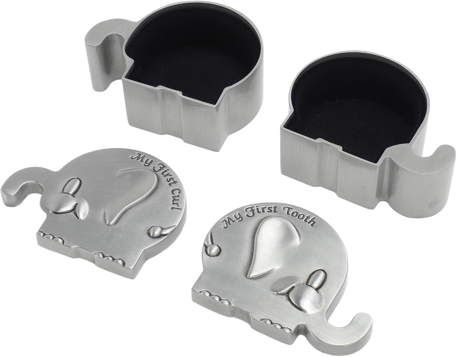 GLOGLOW 2 Pack Elephant Keepsake Boxes for First Tooth Curl Collection