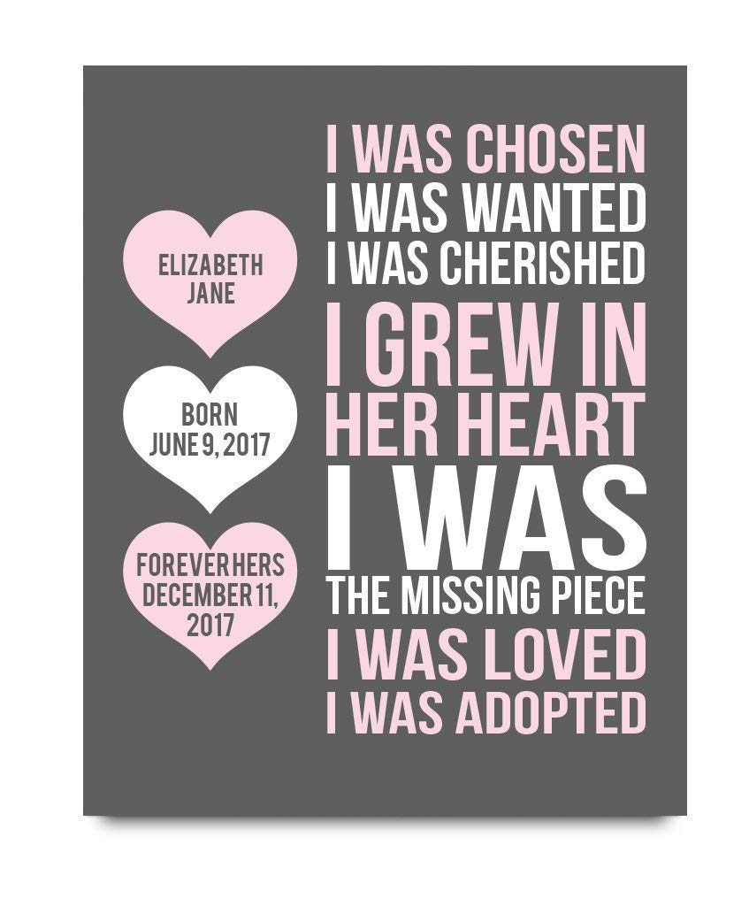Adoption Paper Art Print Personalized Keepsake Gift