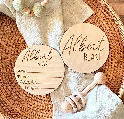 Personalized Newborn Name Announcement Sign - Double Sided Wood