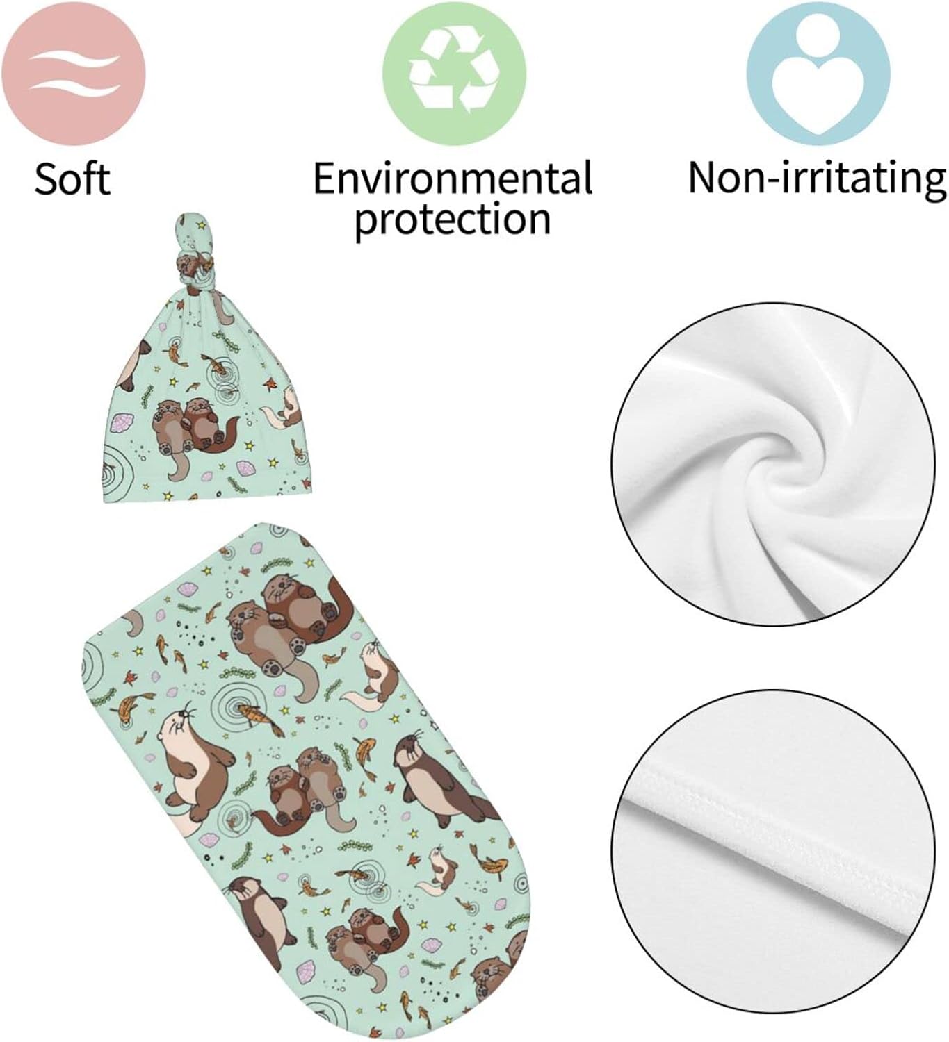 Osvbs Cute Sea Otters Swaddle Blanket Beanie Hat Set