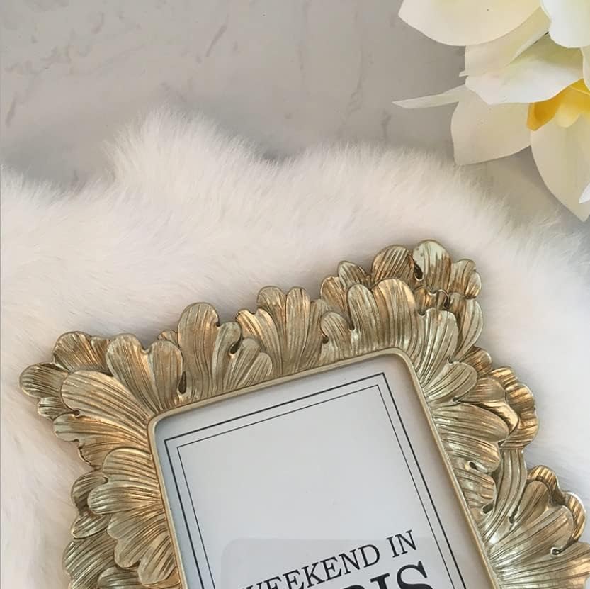 Retro 6 Inch Resin Photo Frame with Gold Trim