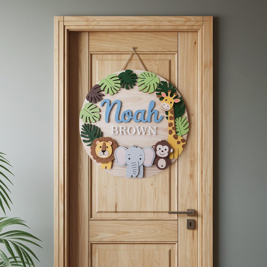 Personalized Baby Name Sign with Woodland Animals