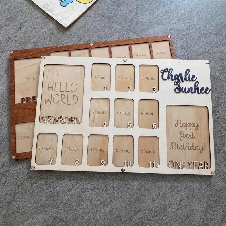 V-DECORPARKS My First Year Photo Frame - 12 Month Baby Milestone Display