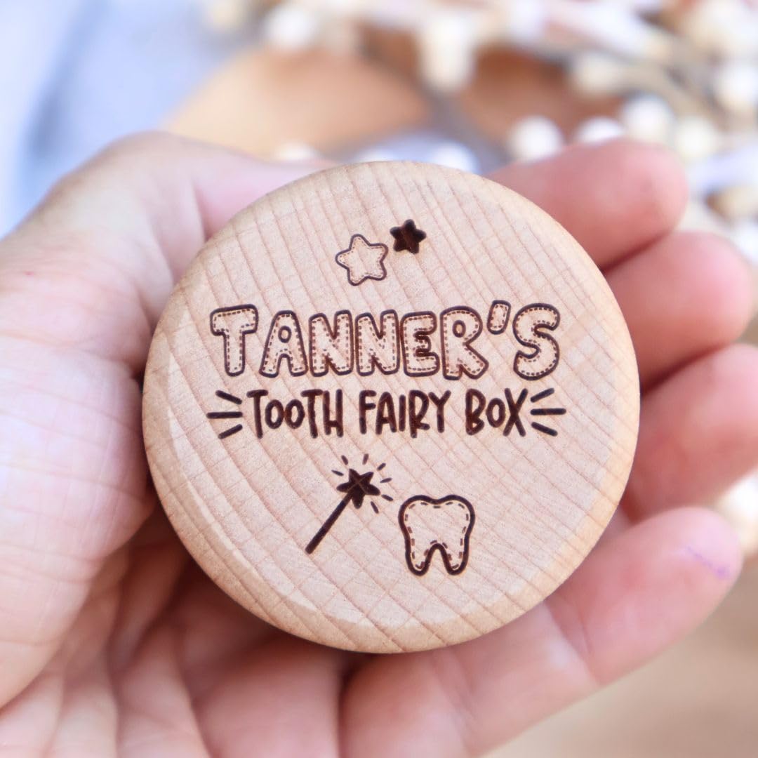 Personalized Wooden Tooth Fairy Box with Engraving
