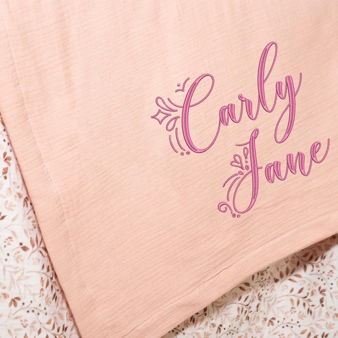 Custom Muslin Blanket with Name Embroidery 1