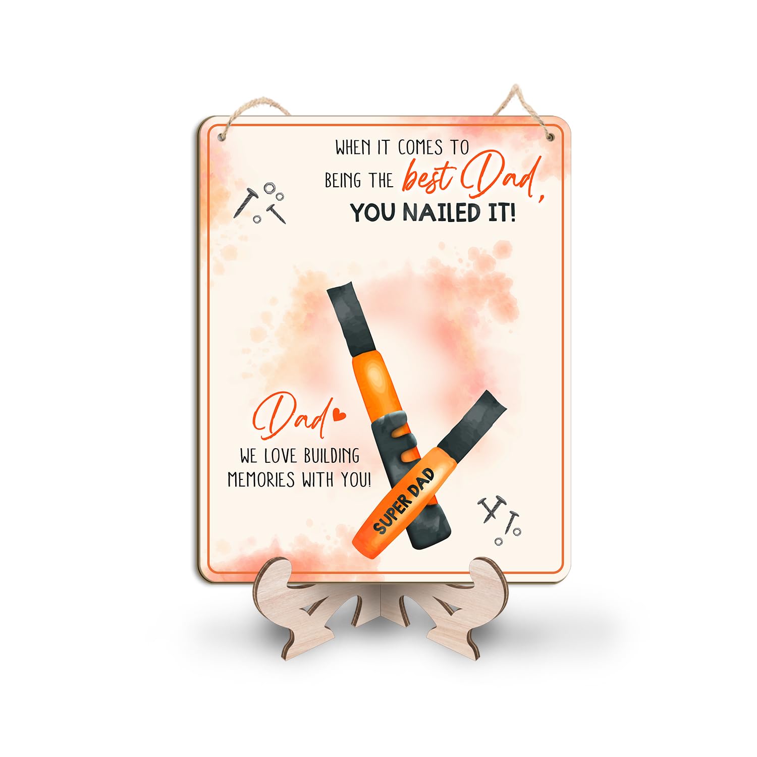 Custom Hammers Footprint Plaque for Dad - Handprint Art Craft Decor