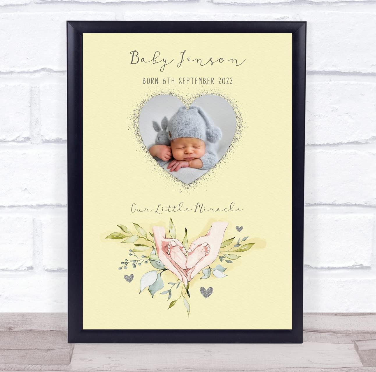 New Baby Yellow Heart Photo Keepsake Gift Print 1