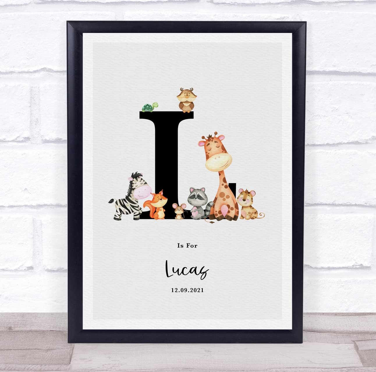 The Card Zoo Baby Jungle Animal Initial Keepsake Print
