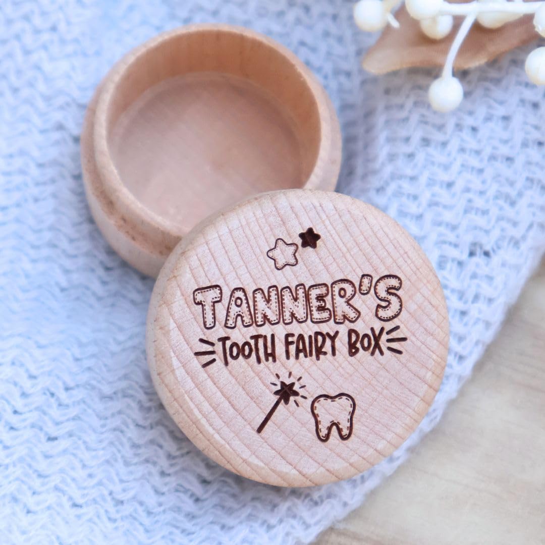 Personalized Wooden Tooth Fairy Box with Engraving