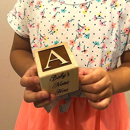 Glitzby Baptism Keepsake Wooden Block Personalized