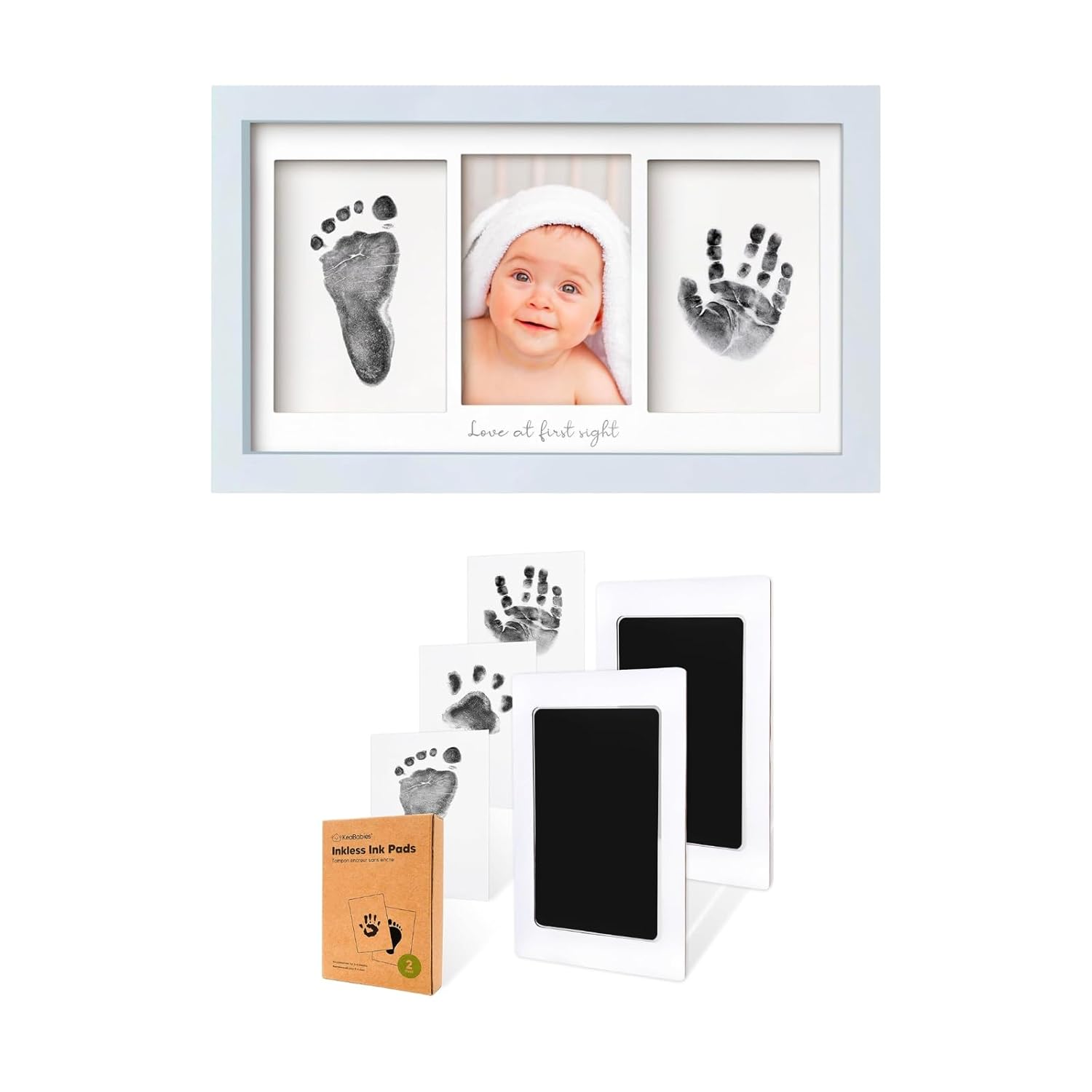KeaBabies Inkless Hand Footprint Kit with Frame