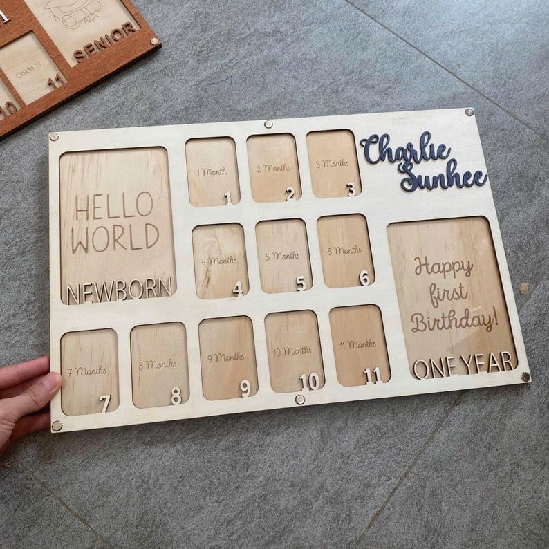 V-DECORPARKS My First Year Photo Frame - 12 Month Baby Milestone Display