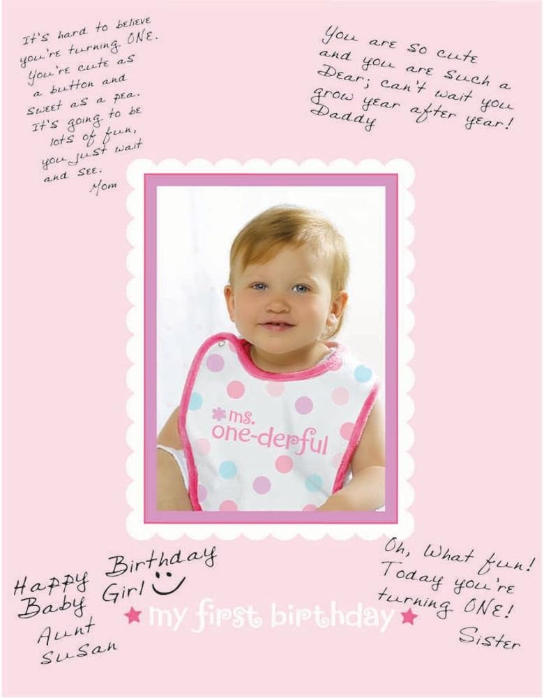 Amscan 1st Birthday Girl Autograph Photo Matte Frame