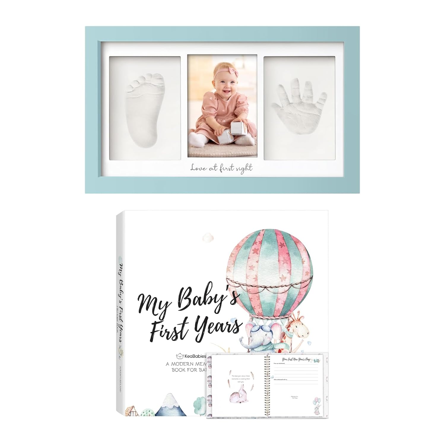 KeaBabies Baby Hand Footprint Kit First 5 Years Memory Book