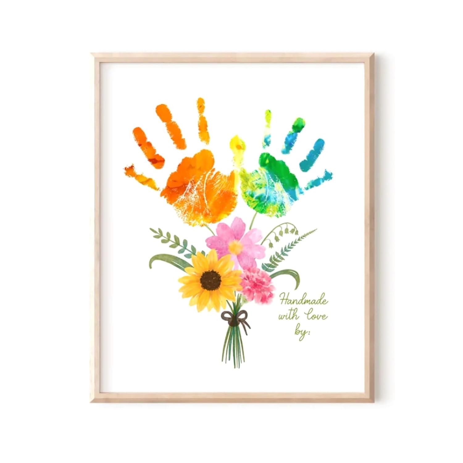 Poranlem Handprint Floral Bouquet DIY Wood Frame Art