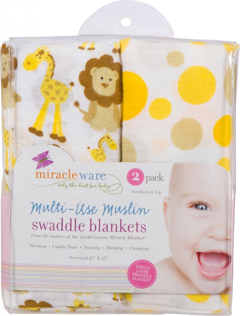 Miracle Blanket Soft Muslin Swaddles - Pack of 2