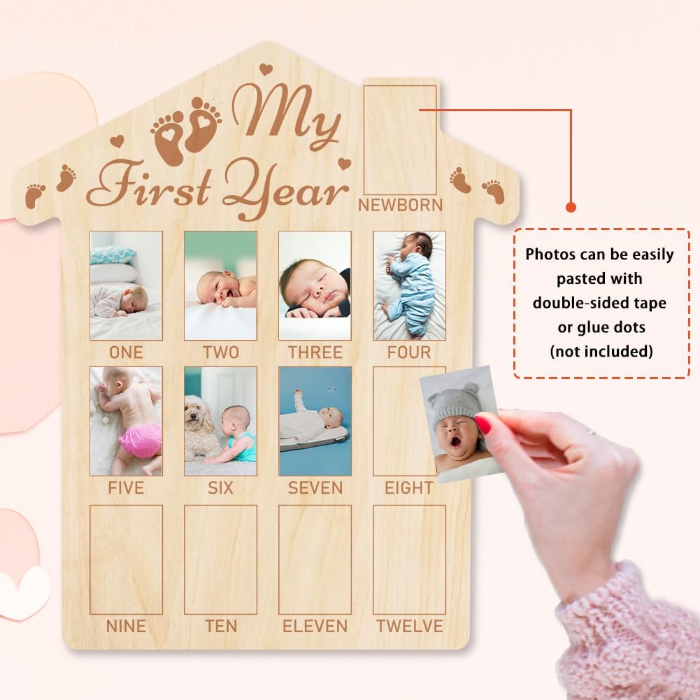 ORIGACH 12-Month Baby Growth Photo Frame - Footprint Design