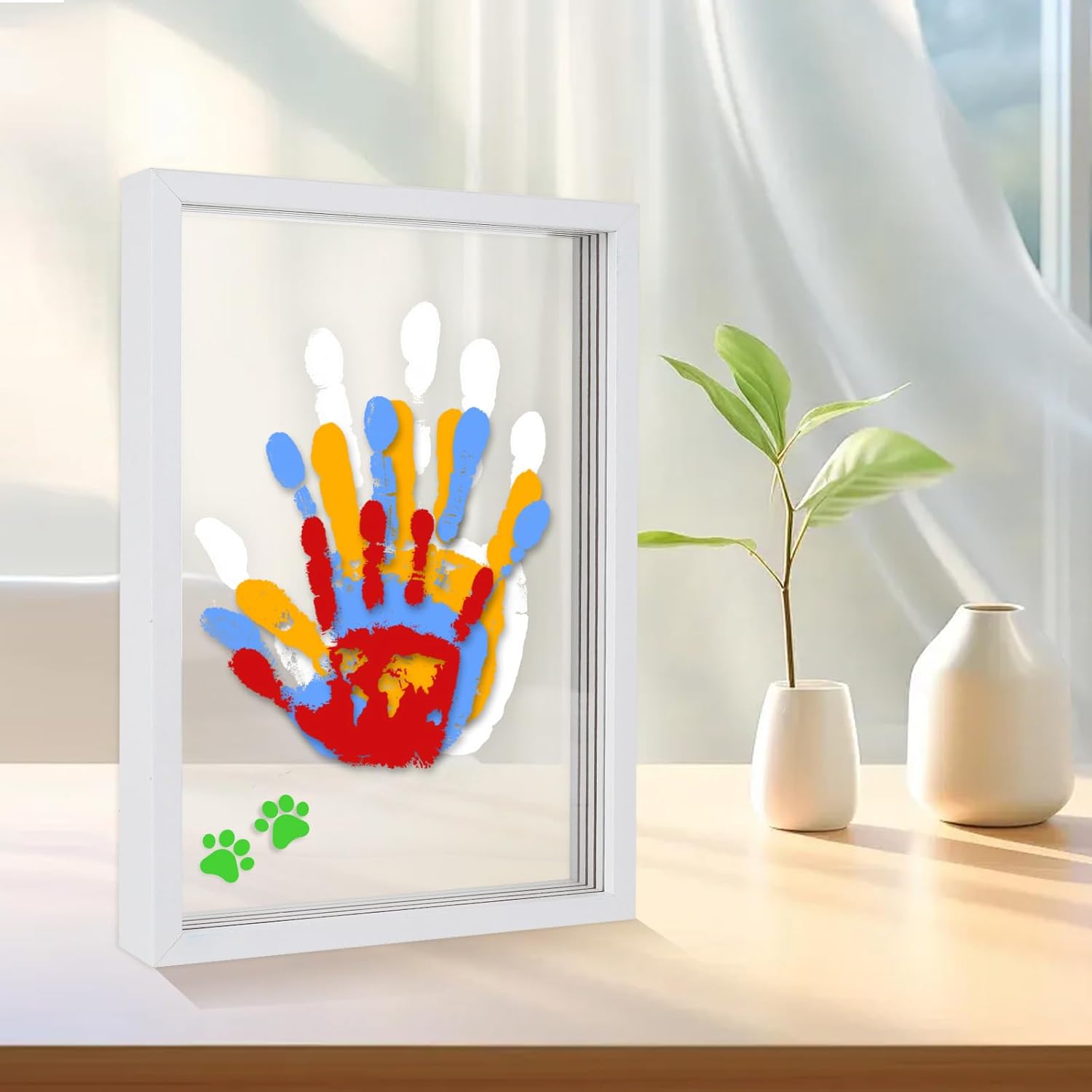 Family Handprint Kit - 6 Colors DIY Keepsake Frame for Newborns Toddlers 1