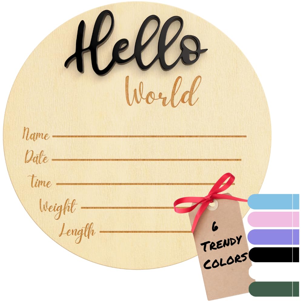 Baby Announcement Sign 6 Hello World Newborn Name Sign