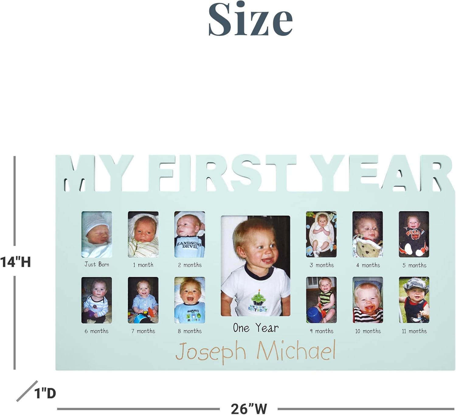 Personalized Babys First 12 Months Photo Frame - Pink 1