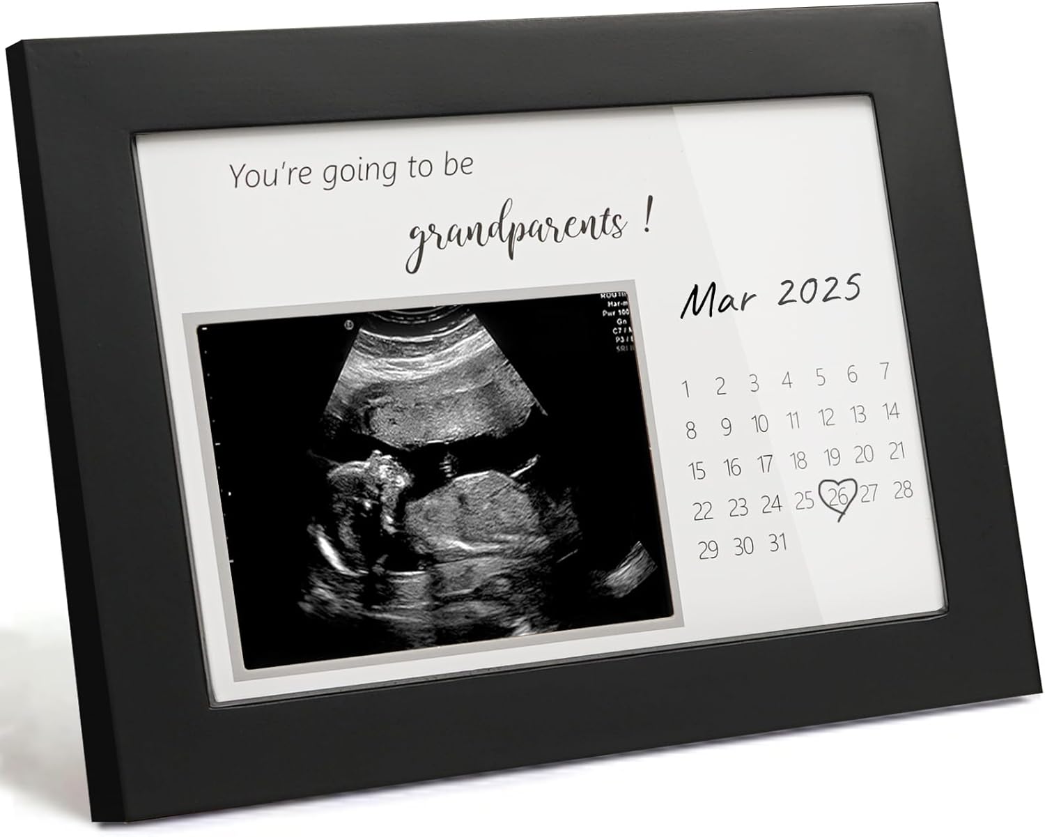 Pregnancy Announcement Frame for Grandparents Black Wooden Sonogram Keepsake