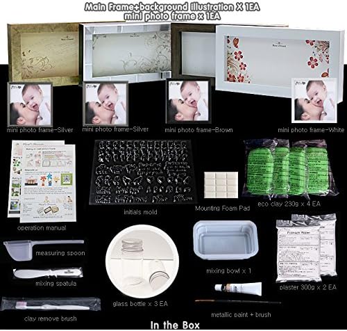 LOVE MOMS PRESENT Baby Hand Footprint Casting Kit with Brown Frame