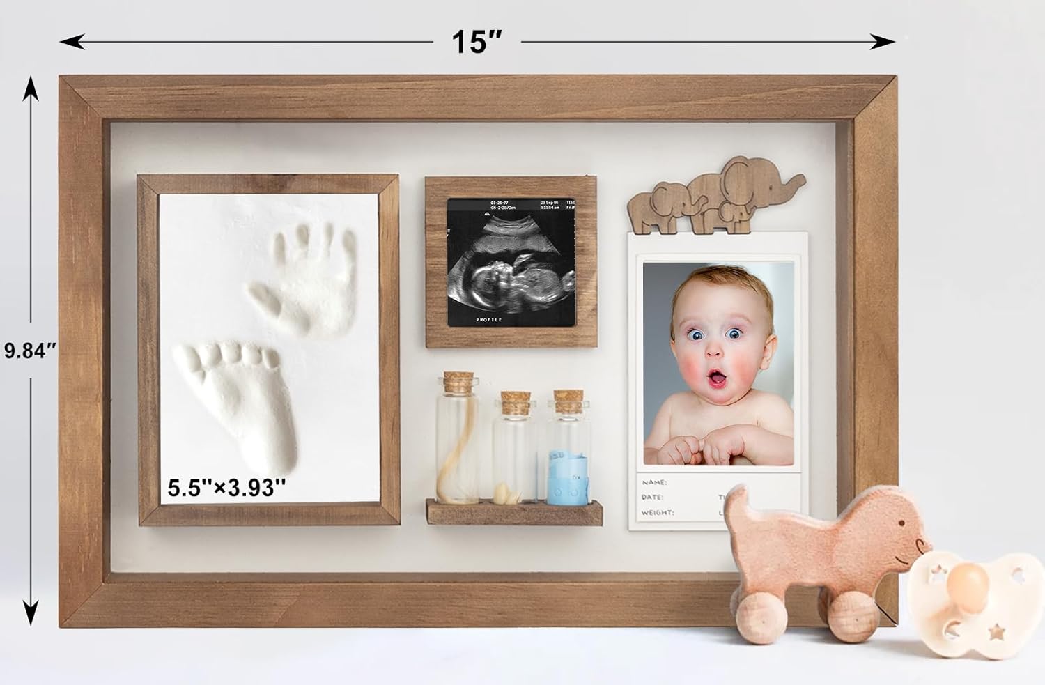 Baby Handprint Footprint Frame - Keepsake Box for Newborn