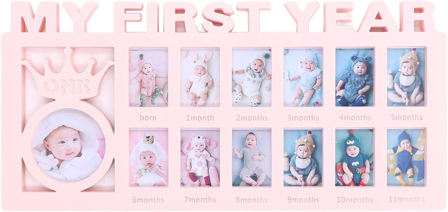 CHICIRIS Newborn First Year Photo Frame with 12 Slots