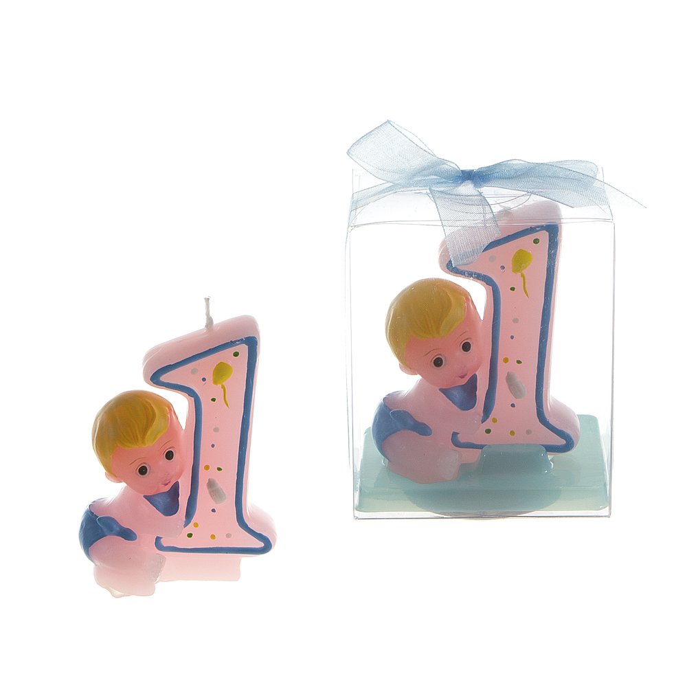 Lunaura Baby Keepsake - 12 Blue Boy 1st Birthday Candles