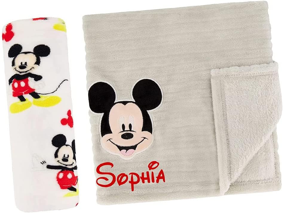 Disney Mickey Mouse Baby Blanket Set - Personalized Name Gift