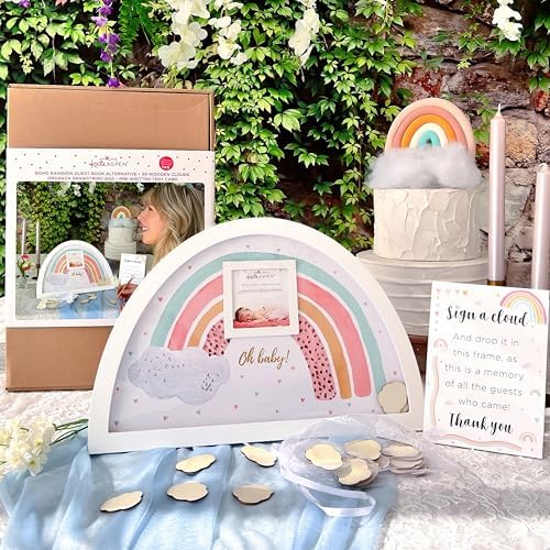 Boho Rainbow Frame Baby Shower Keepsake
