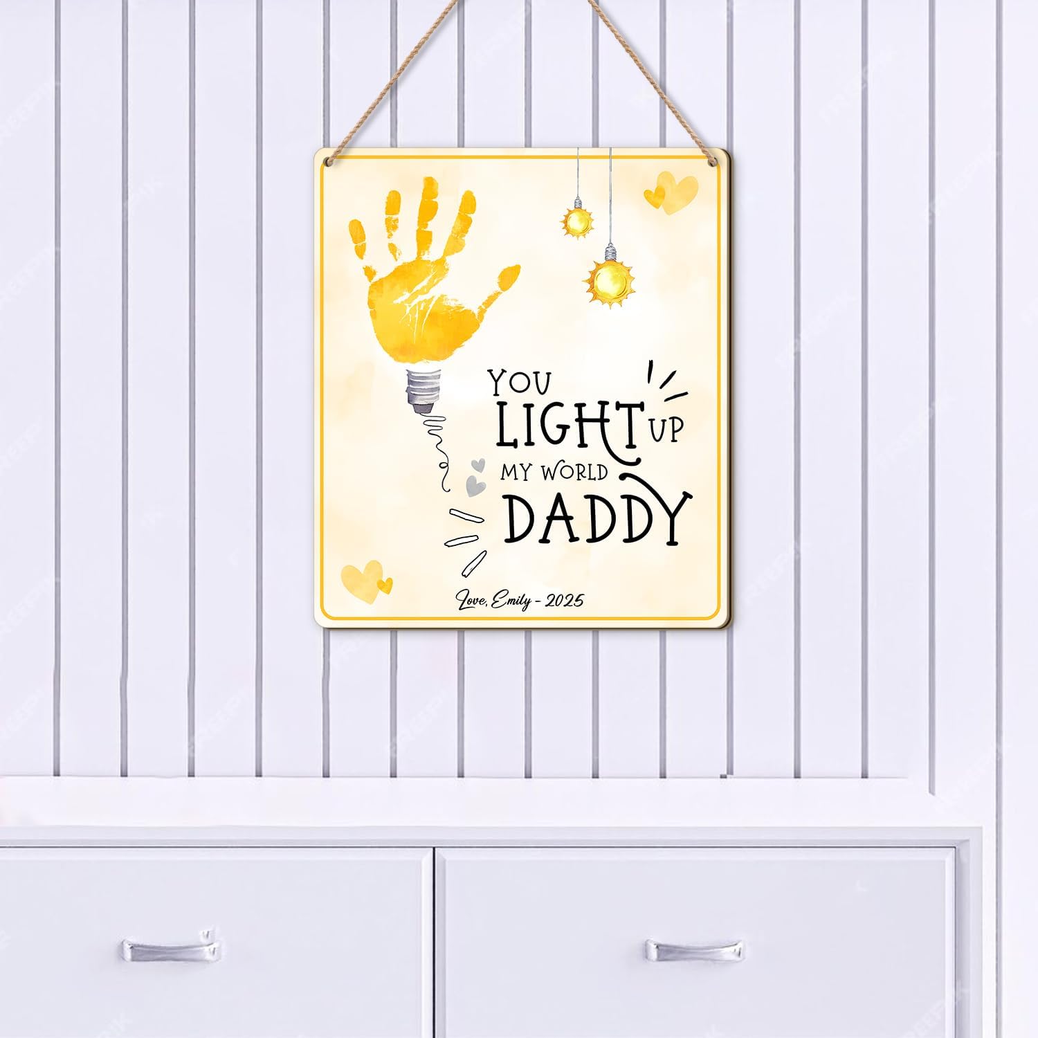 DIY Baby Handprint Art Sign for Fathers Day