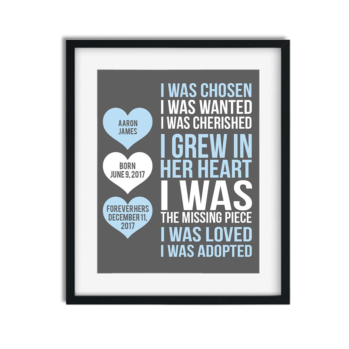 Adoption Paper Art Print Personalized Keepsake Gift