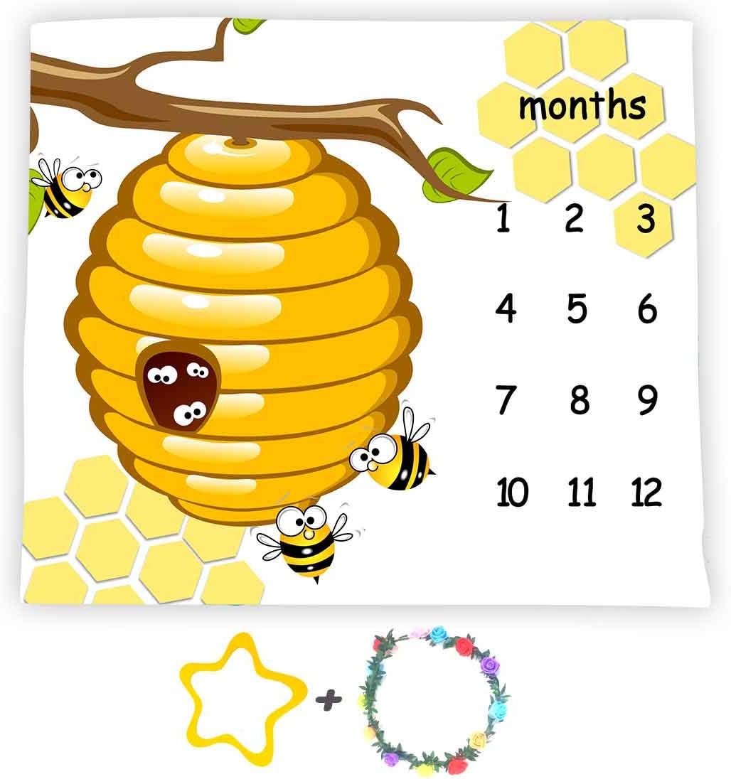 F-FUN SOUL Honeycomb Baby Milestone Blanket 48x40in 1