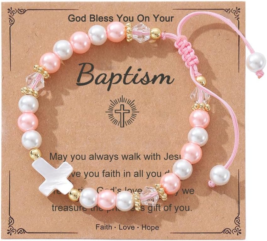 AULSIEY Cross Pearl Bracelet for Teen Girls 1