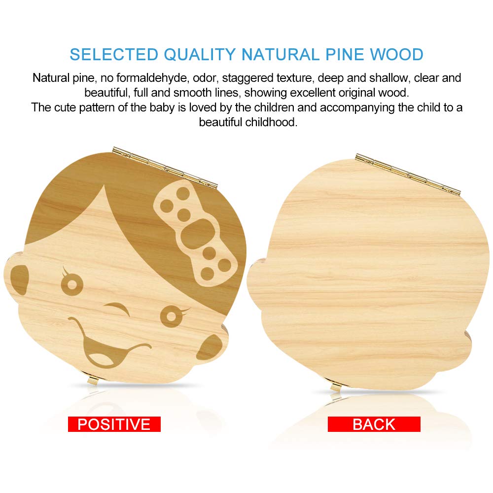 Baby Tooth Box Wooden Keepsake Organizer for Kids