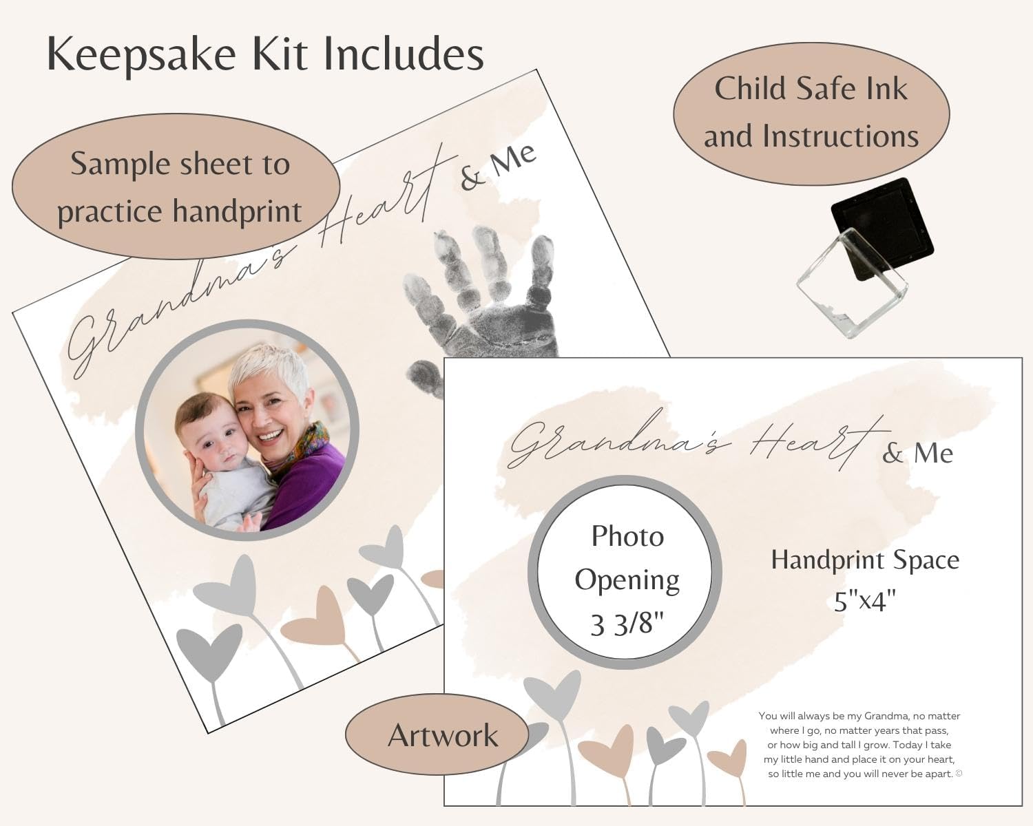 Grandparent Gift Co Baby Handprint Frame with Poetry - 8x10 Wall Display