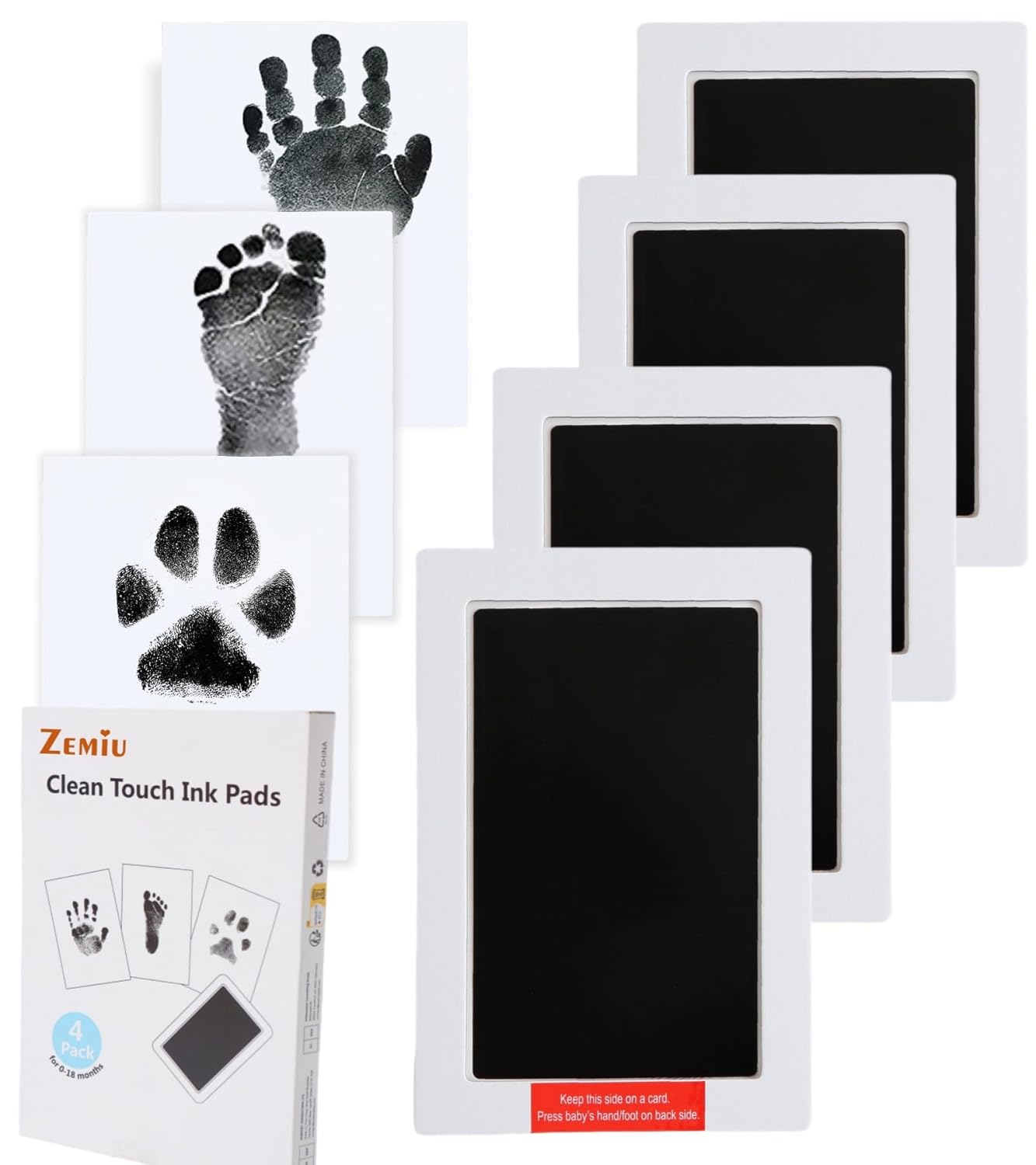 Zemiu Baby Handprint Footprint Kit - Safe Non-Toxic for Kids and Pets