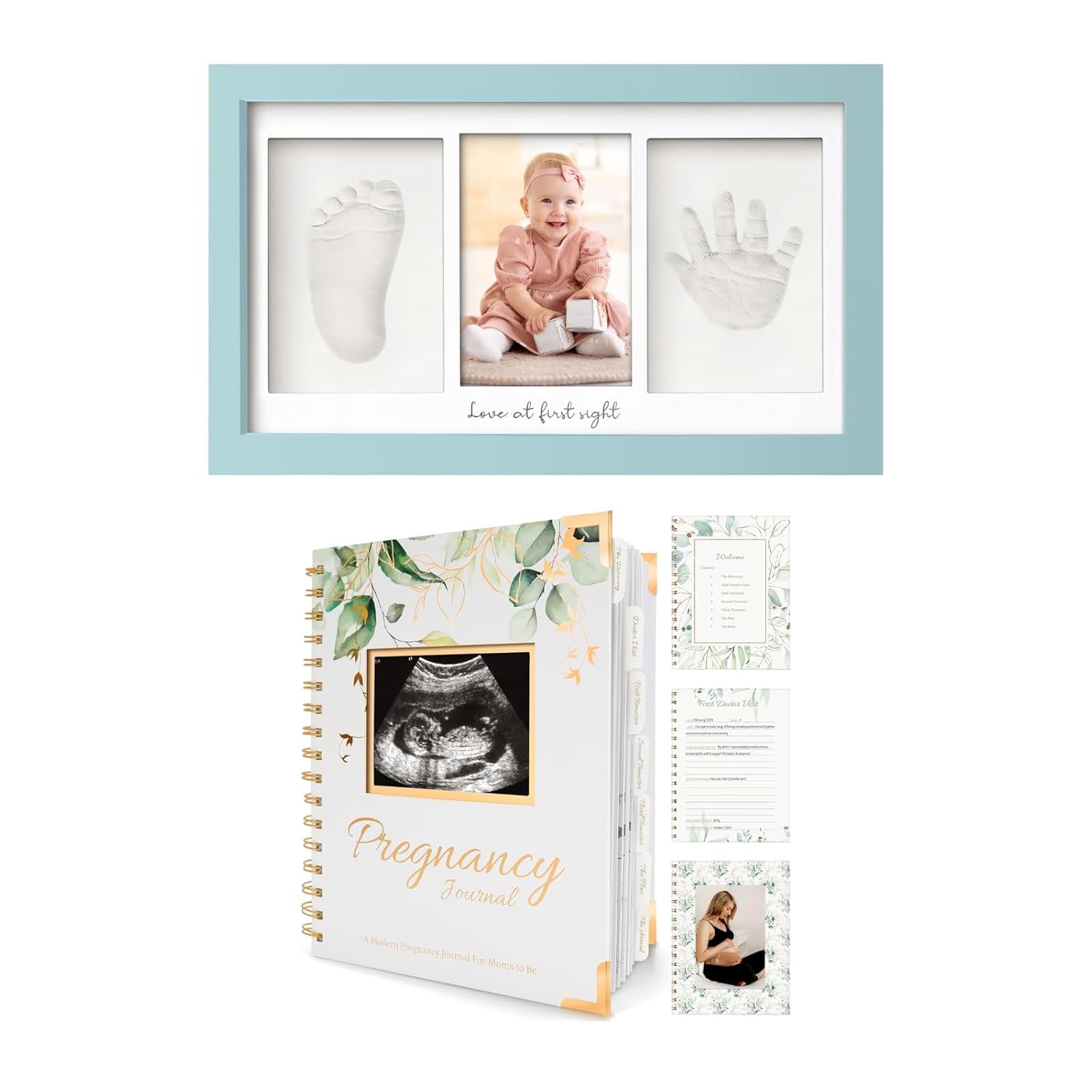 KeaBabies Baby Footprints Handprints Kit with Pregnancy Journal