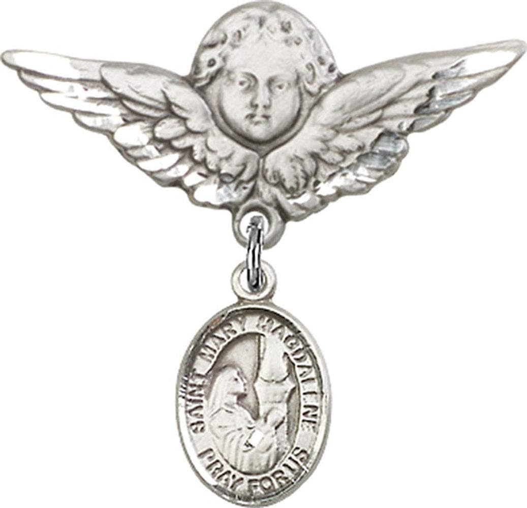 Religious Obsession Baby Badge with Angel and St Mary Magdalene Charm